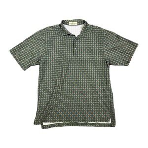 Fairway & Greene Mens Large Green Geometric Mercerized Cotton Golf Polo Shirt